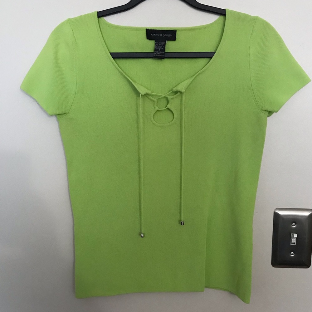 Cable & Gauge Bright Green Tie-Front Top